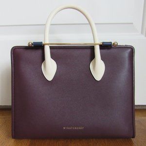 Strathberry Midi Tote Burgundy/Navy/Vanilla Like New to Excellent Condition